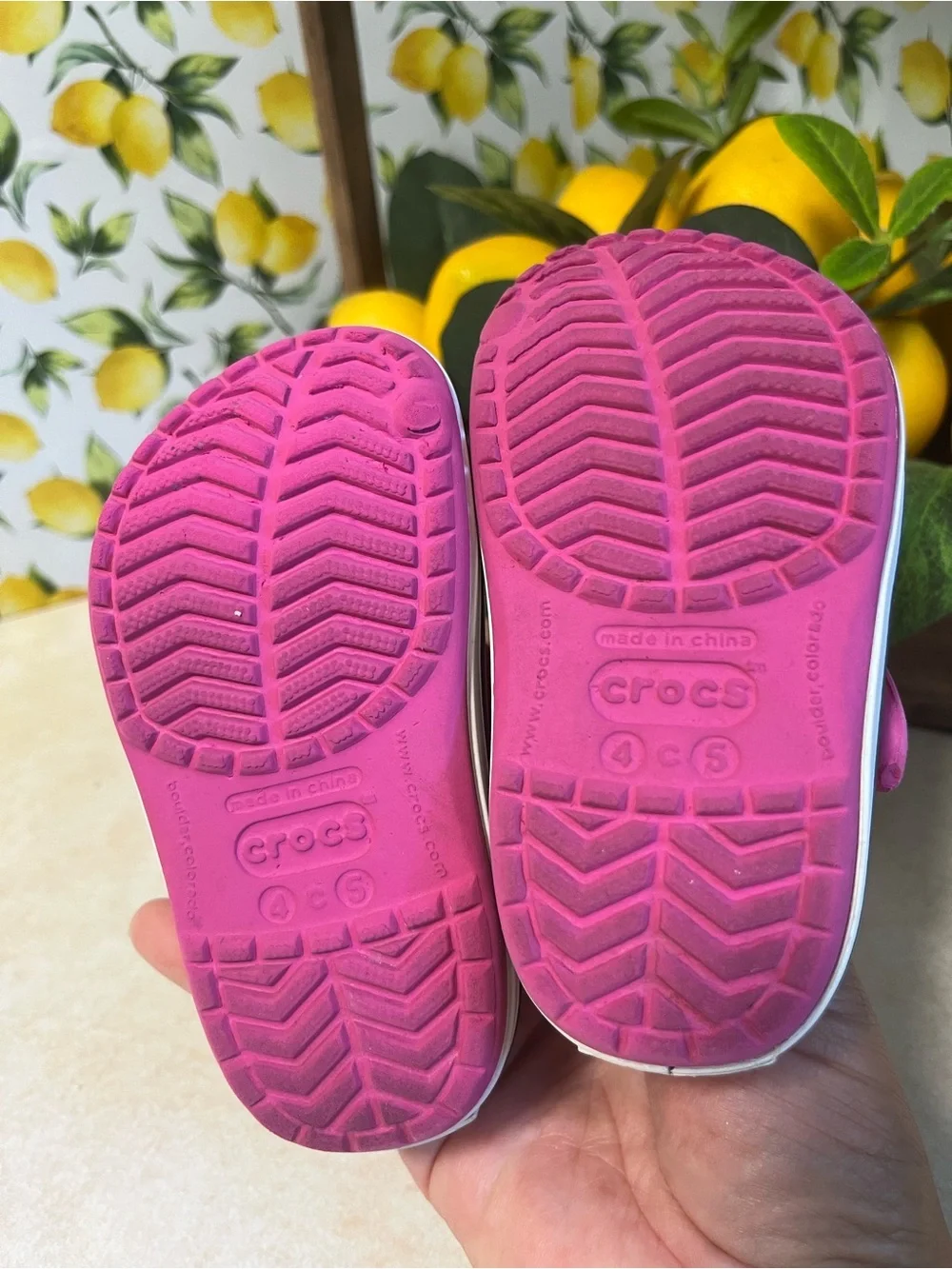 Kids Pink Crocs Size C4/5
